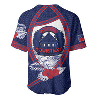 Personalised Falefa Samoa Village Baseball Jersey Valley Polynesian Tribal Hibiscus Floral