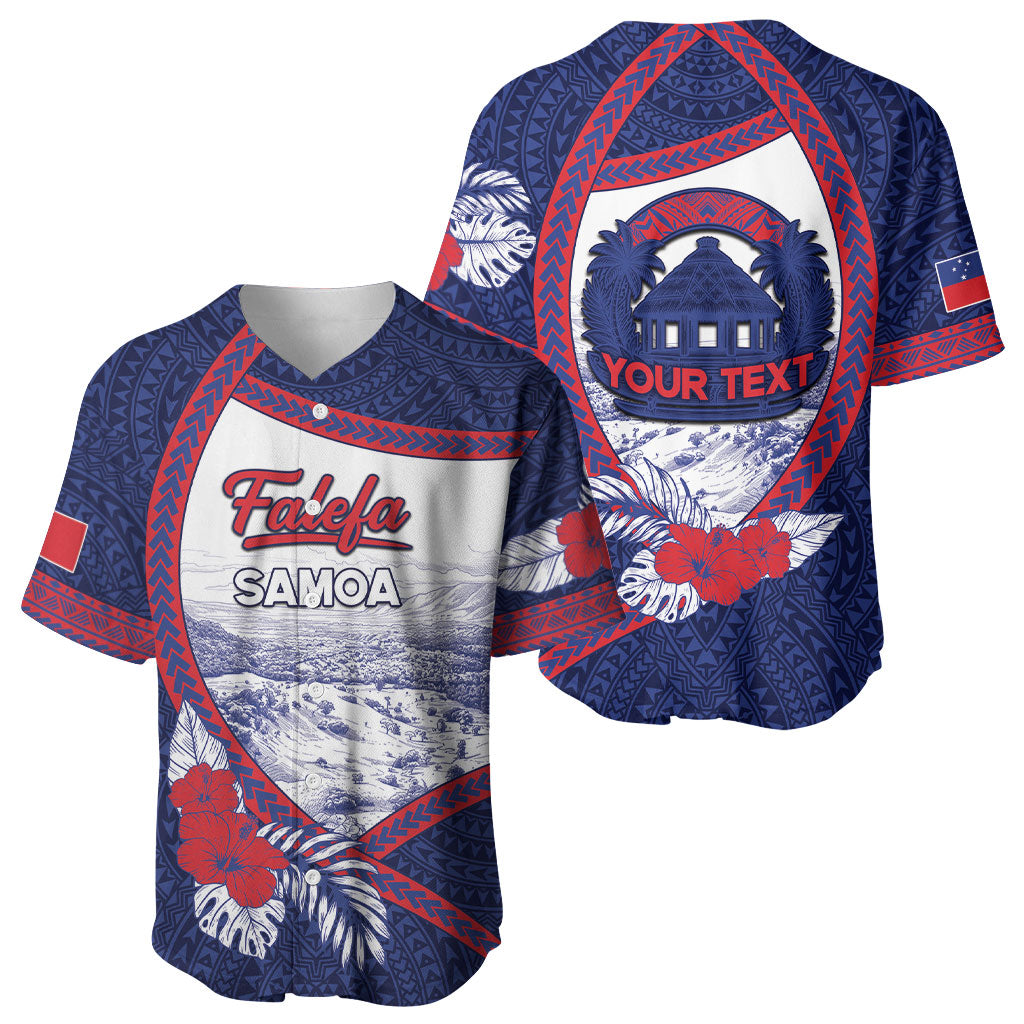 Personalised Falefa Samoa Village Baseball Jersey Valley Polynesian Tribal Hibiscus Floral