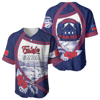 Personalised Falefa Samoa Village Baseball Jersey Valley Polynesian Tribal Hibiscus Floral