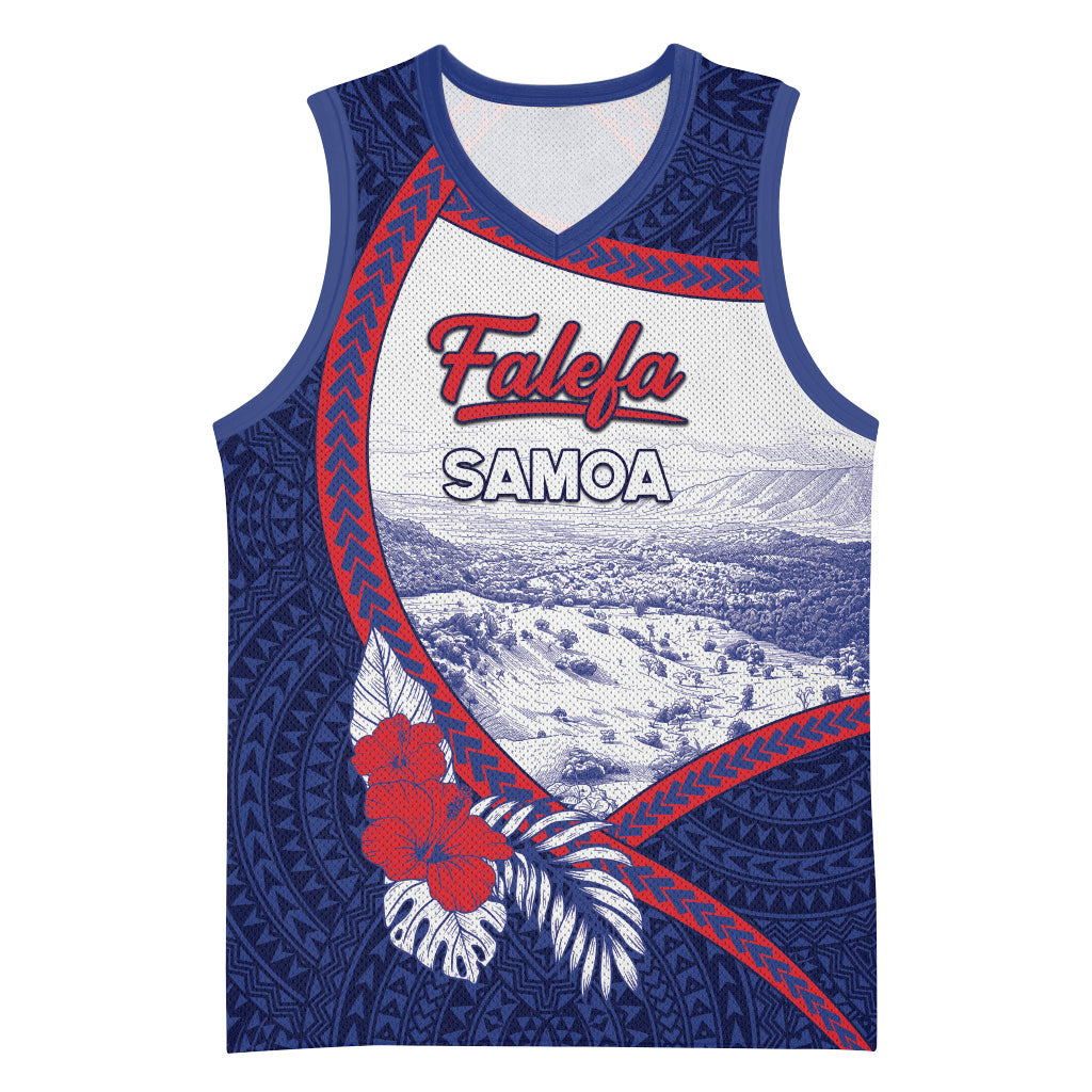 Personalised Falefa Samoa Village Basketball Jersey Valley Polynesian Tribal Hibiscus Floral