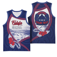 Personalised Falefa Samoa Village Basketball Jersey Valley Polynesian Tribal Hibiscus Floral