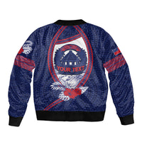 Personalised Falefa Samoa Village Bomber Jacket Valley Polynesian Tribal Hibiscus Floral