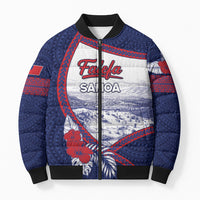 Personalised Falefa Samoa Village Bomber Puffer Jacket Valley Polynesian Tribal Hibiscus Floral