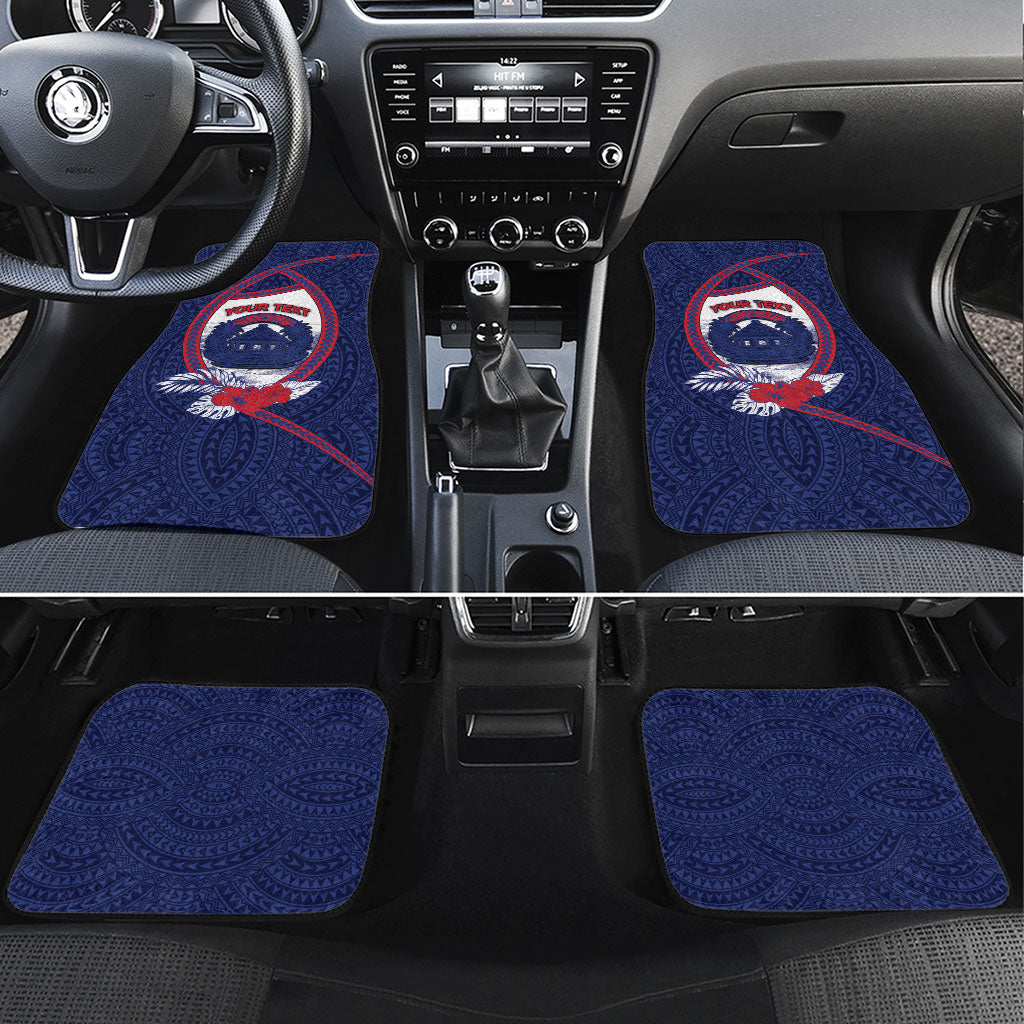 Personalised Falefa Samoa Village Car Mats Valley Polynesian Tribal Hibiscus Floral DT05 Set 4pcs Navy - Polynesian Pride