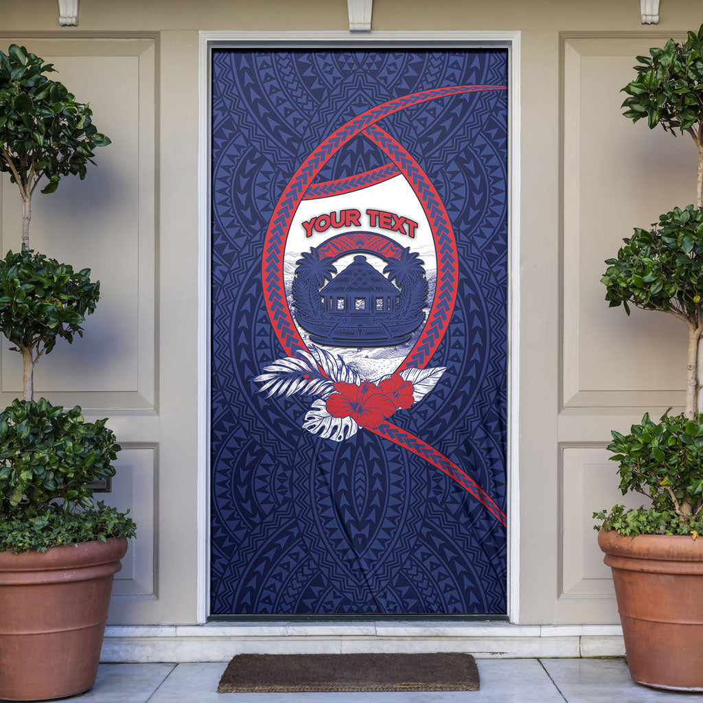 Personalised Falefa Samoa Village Door Cover Valley Polynesian Tribal Hibiscus Floral