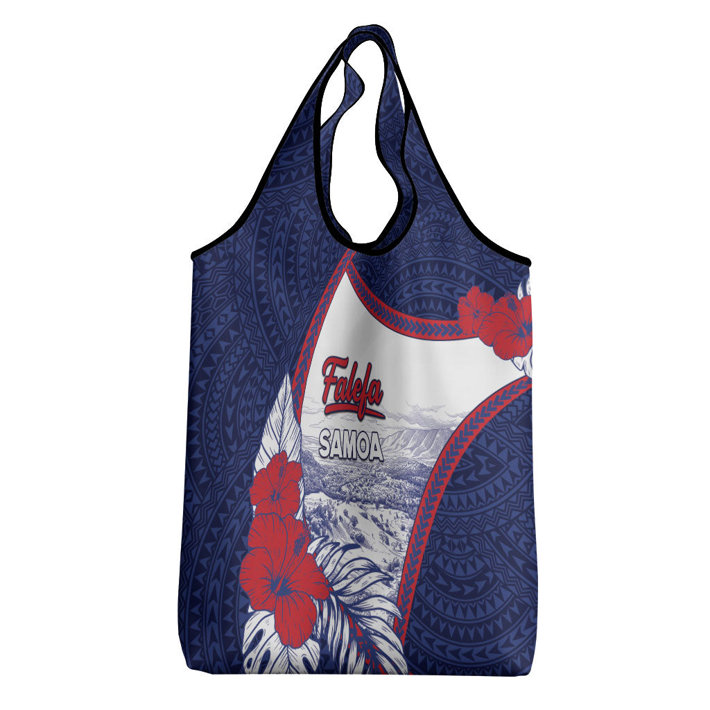 Falefa Samoa Village Grocery Bag Valley Polynesian Tribal Hibiscus Floral
