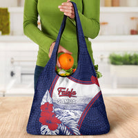 Falefa Samoa Village Grocery Bag Valley Polynesian Tribal Hibiscus Floral