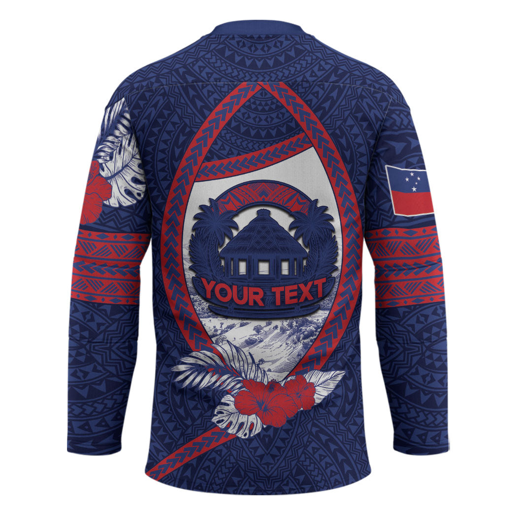 Personalised Falefa Samoa Village Hockey Jersey Valley Polynesian Tribal Hibiscus Floral