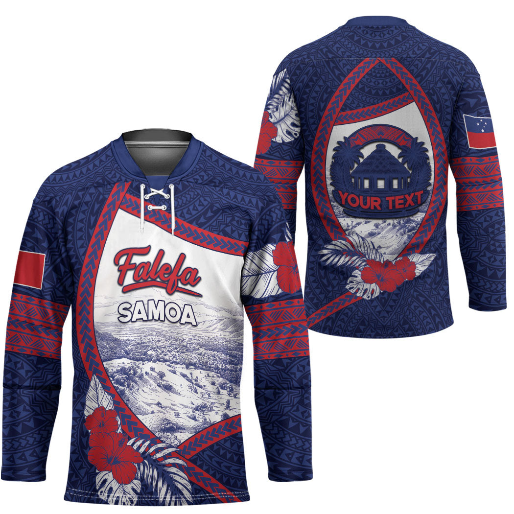 Personalised Falefa Samoa Village Hockey Jersey Valley Polynesian Tribal Hibiscus Floral