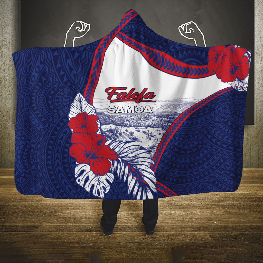Falefa Samoa Village Hooded Blanket Valley Polynesian Tribal Hibiscus Floral