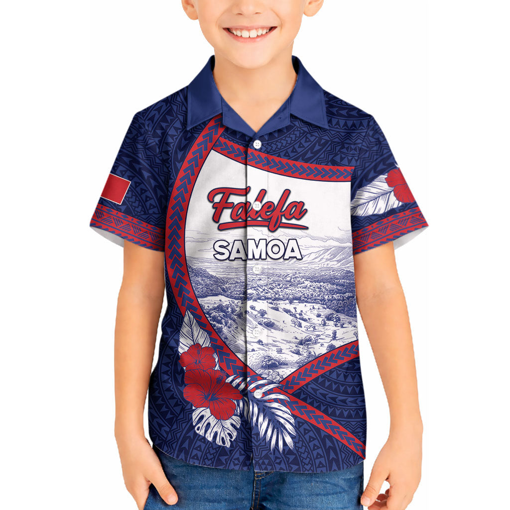 Personalised Falefa Samoa Village Kid Hawaiian Shirt Valley Polynesian Tribal Hibiscus Floral