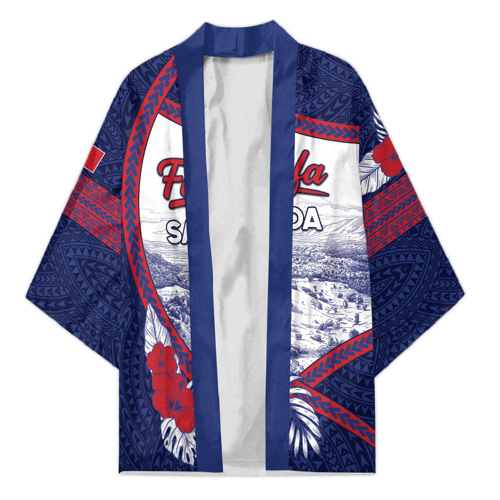 Personalised Falefa Samoa Village Kimono Valley Polynesian Tribal Hibiscus Floral DT05 Unisex Navy - Polynesian Pride