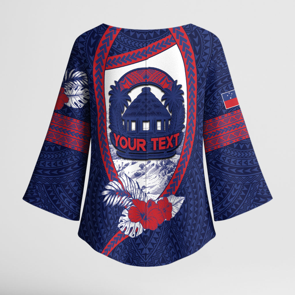 Personalised Falefa Samoa Village Kimono Sleeve Blouse Valley Polynesian Tribal Hibiscus Floral