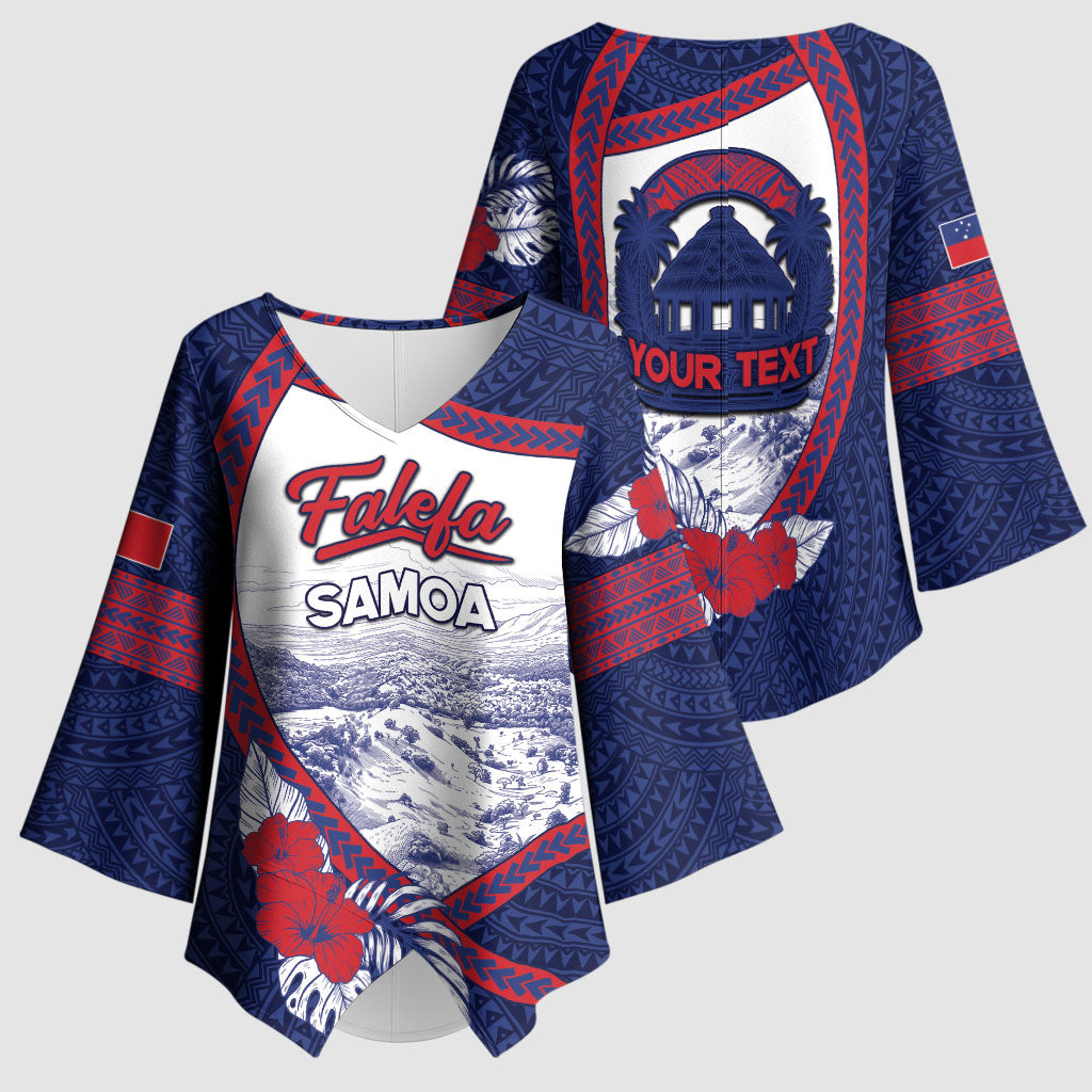 Personalised Falefa Samoa Village Kimono Sleeve Blouse Valley Polynesian Tribal Hibiscus Floral