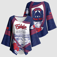 Personalised Falefa Samoa Village Kimono Sleeve Blouse Valley Polynesian Tribal Hibiscus Floral