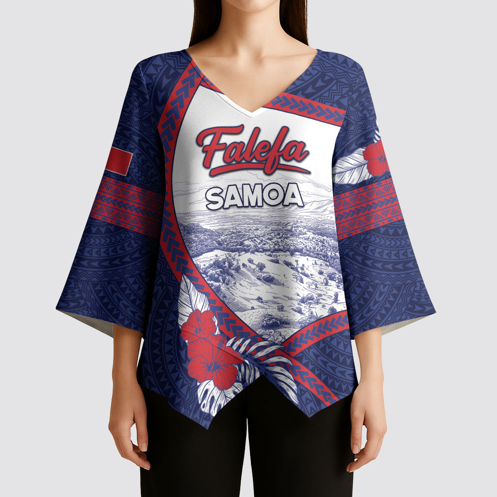 Personalised Falefa Samoa Village Kimono Sleeve Blouse Valley Polynesian Tribal Hibiscus Floral