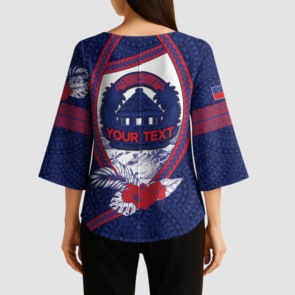 Personalised Falefa Samoa Village Kimono Sleeve Blouse Valley Polynesian Tribal Hibiscus Floral