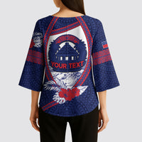 Personalised Falefa Samoa Village Kimono Sleeve Blouse Valley Polynesian Tribal Hibiscus Floral
