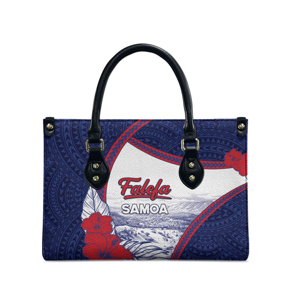 Falefa Samoa Village Leather Bag Valley Polynesian Tribal Hibiscus Floral