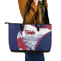 Falefa Samoa Village Leather Tote Bag Valley Polynesian Tribal Hibiscus Floral