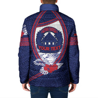 Personalised Falefa Samoa Village Padded Jacket Valley Polynesian Tribal Hibiscus Floral