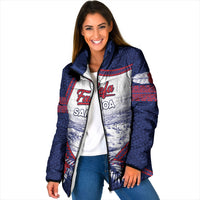 Personalised Falefa Samoa Village Padded Jacket Valley Polynesian Tribal Hibiscus Floral