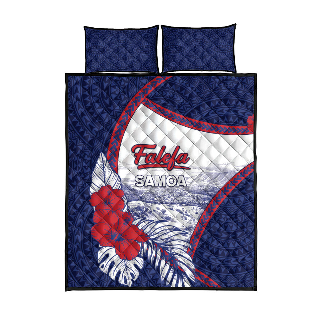 Falefa Samoa Village Quilt Bed Set Valley Polynesian Tribal Hibiscus Floral