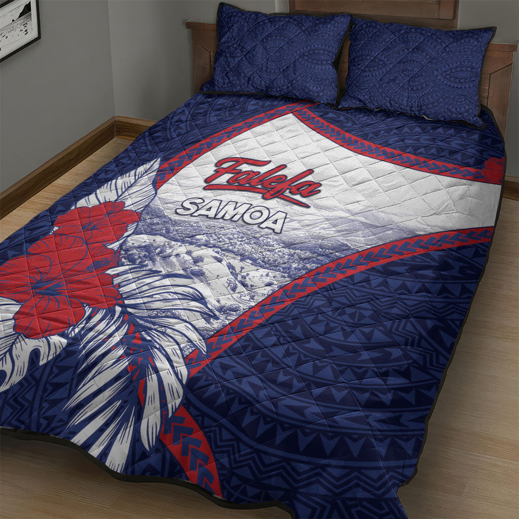 Falefa Samoa Village Quilt Bed Set Valley Polynesian Tribal Hibiscus Floral