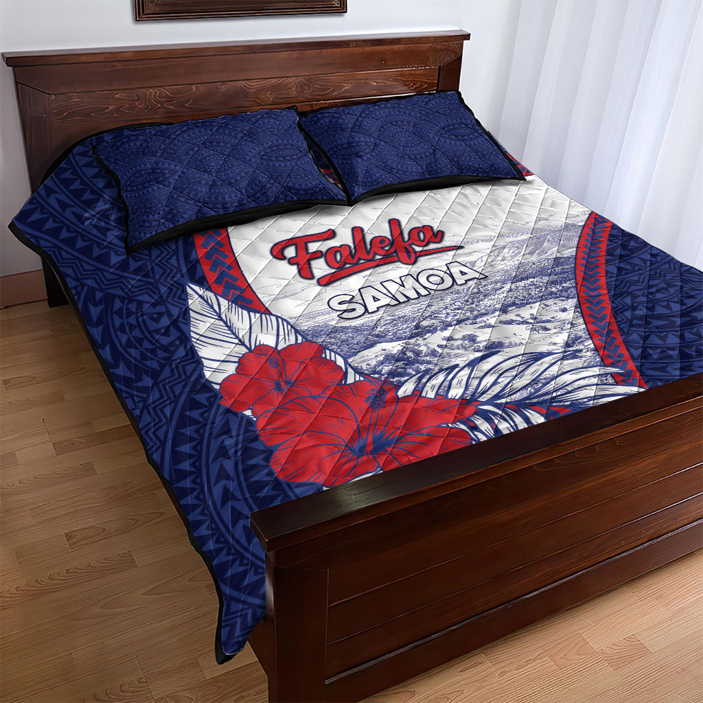 Falefa Samoa Village Quilt Bed Set Valley Polynesian Tribal Hibiscus Floral