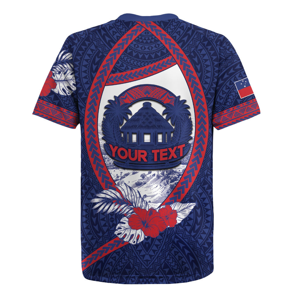 Personalised Falefa Samoa Village Rugby Jersey Valley Polynesian Tribal Hibiscus Floral