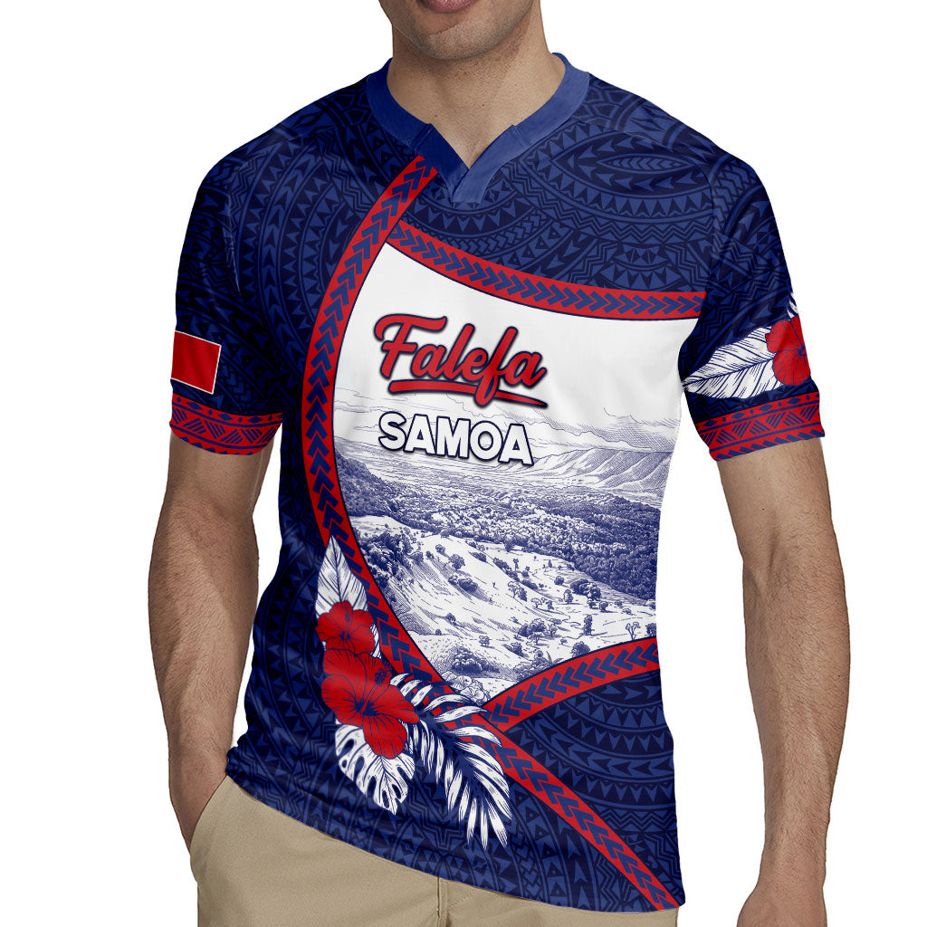 Personalised Falefa Samoa Village Rugby Jersey Valley Polynesian Tribal Hibiscus Floral