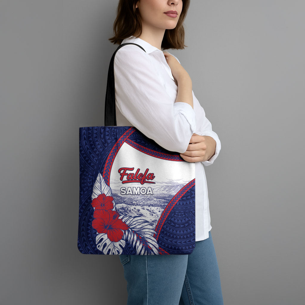 Falefa Samoa Village Tote Bag Valley Polynesian Tribal Hibiscus Floral