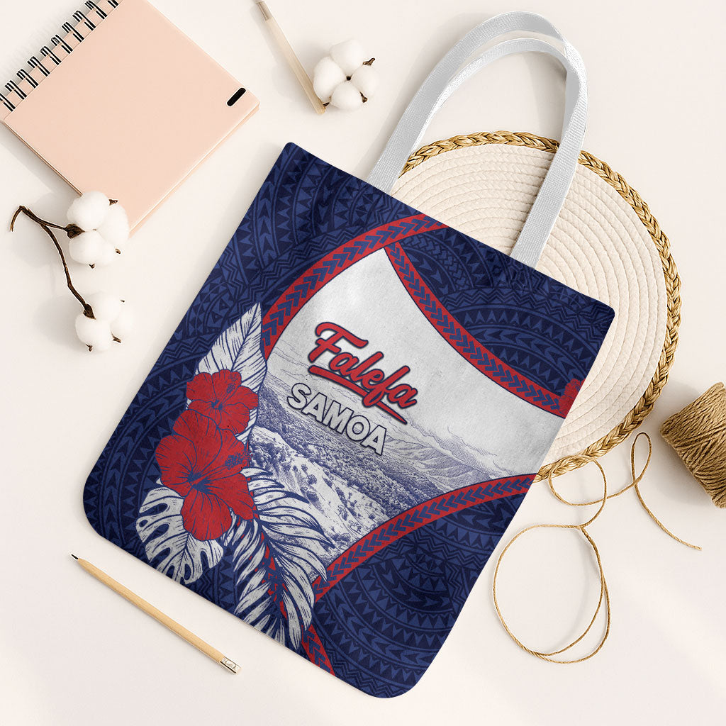Falefa Samoa Village Tote Bag Valley Polynesian Tribal Hibiscus Floral