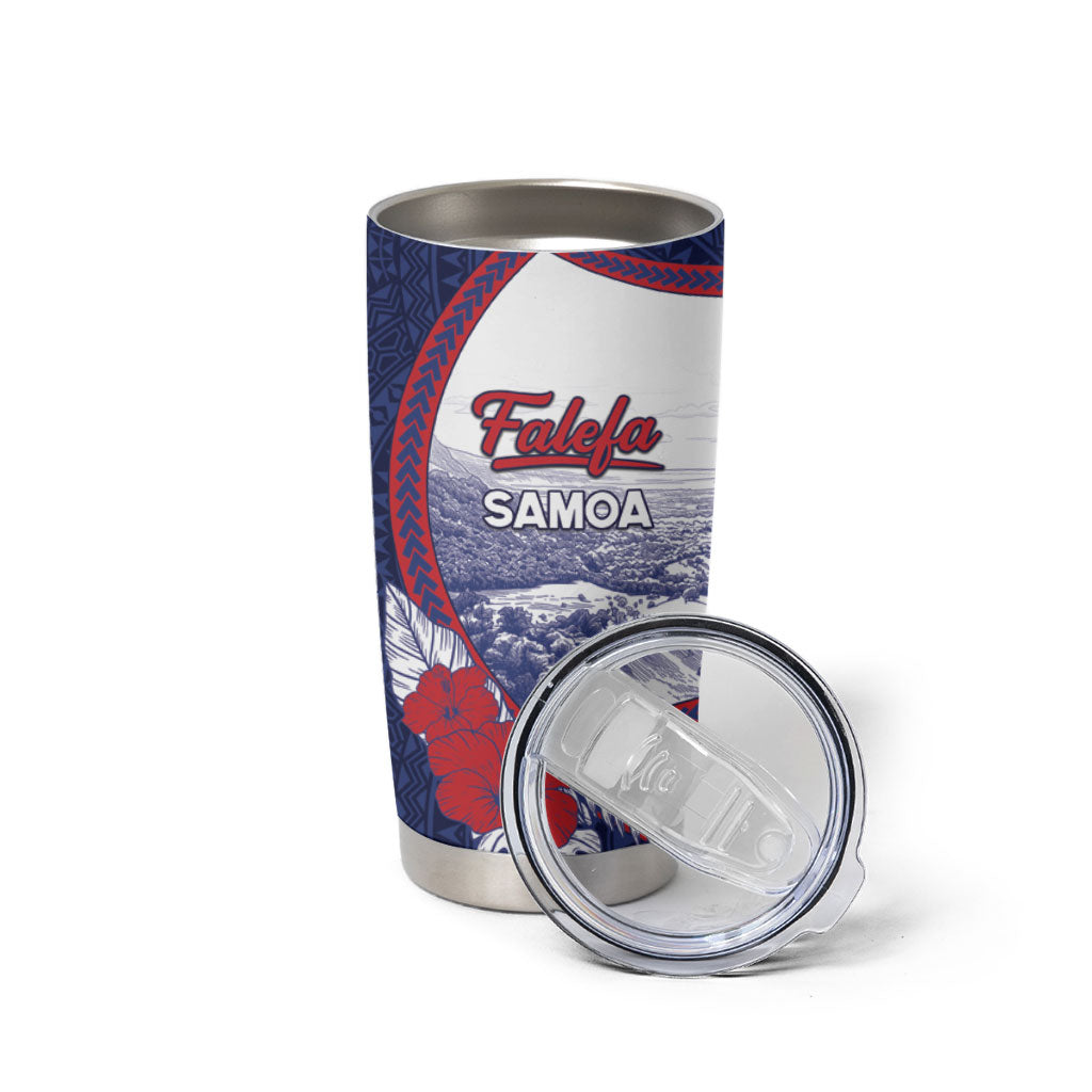 Personalised Falefa Samoa Village Tumbler Cup Valley Polynesian Tribal Hibiscus Floral