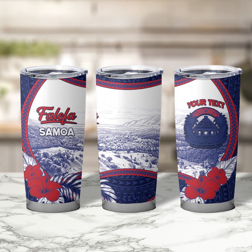 Personalised Falefa Samoa Village Tumbler Cup Valley Polynesian Tribal Hibiscus Floral