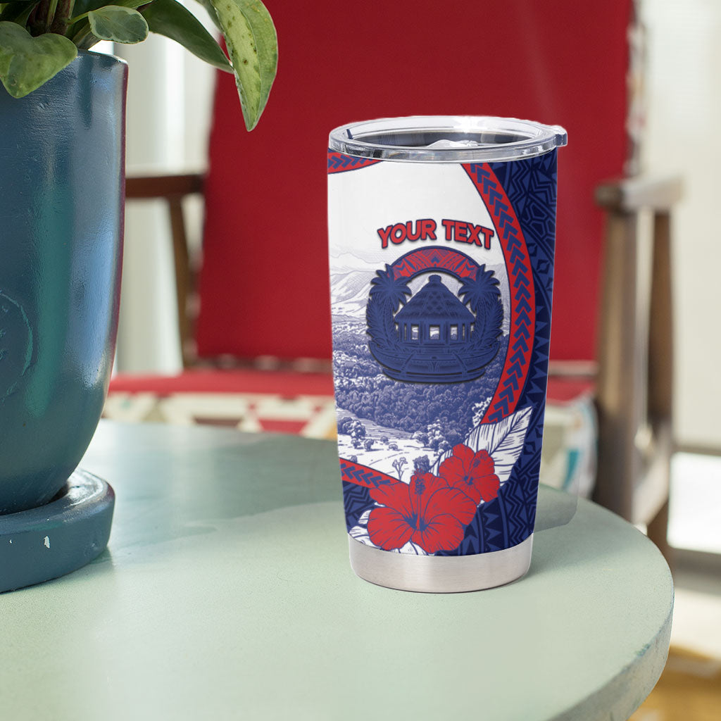 Personalised Falefa Samoa Village Tumbler Cup Valley Polynesian Tribal Hibiscus Floral