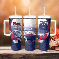 Personalised Falefa Samoa Village Tumbler With Handle Valley Polynesian Tribal Hibiscus Floral
