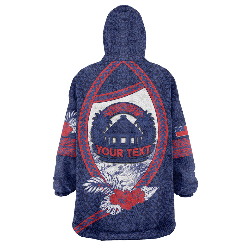 Personalised Falefa Samoa Village Wearable Blanket Hoodie Valley Polynesian Tribal Hibiscus Floral