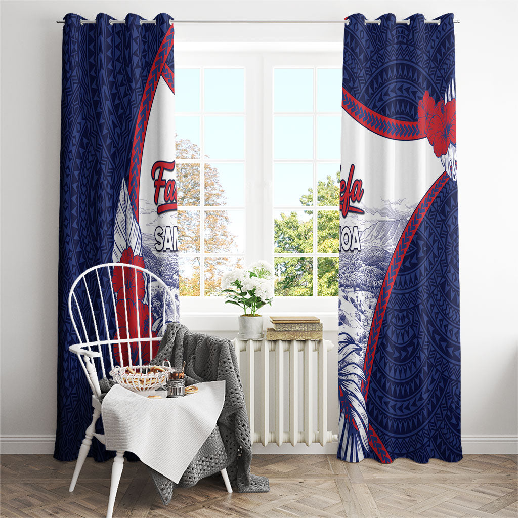 Falefa Samoa Village Window Curtain Valley Polynesian Tribal Hibiscus Floral