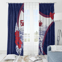Falefa Samoa Village Window Curtain Valley Polynesian Tribal Hibiscus Floral
