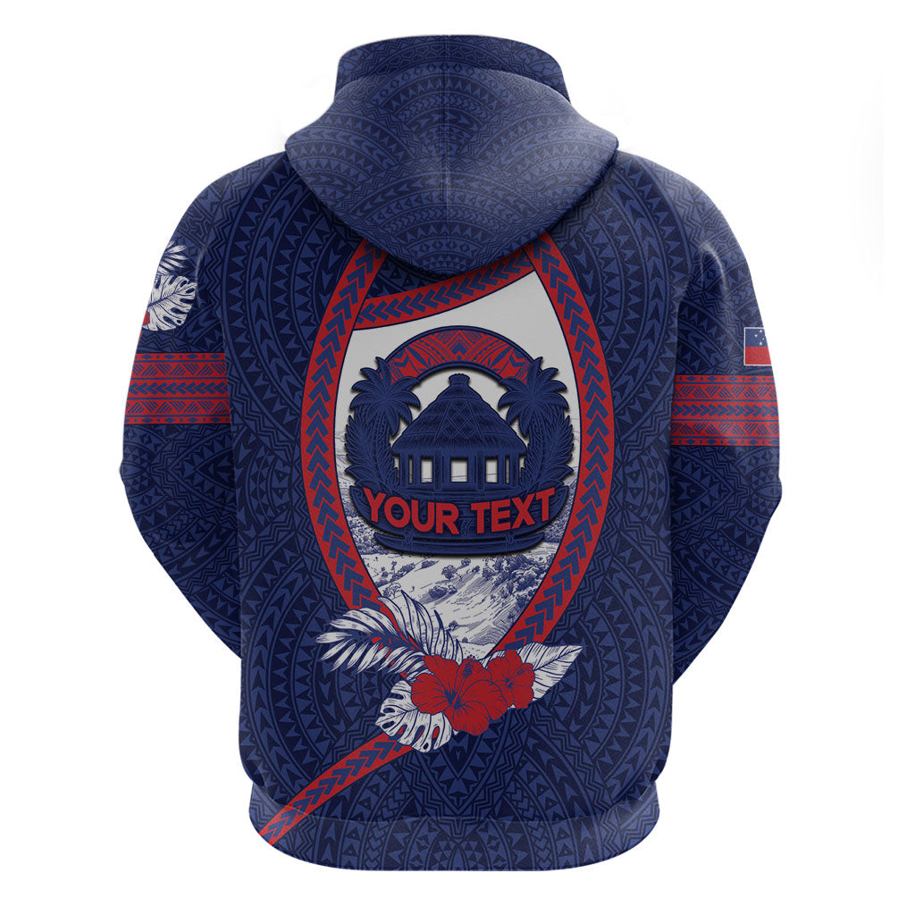 Personalised Falefa Samoa Village Zip Hoodie Valley Polynesian Tribal Hibiscus Floral