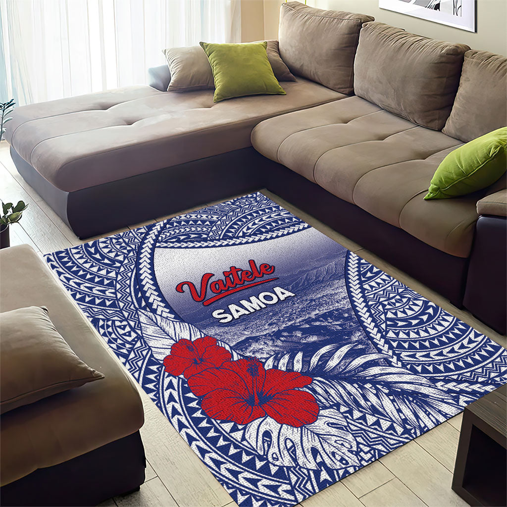Vaitele Samoa Village Area Rug Falefa Valley Polynesian Tribal Hibiscus Floral