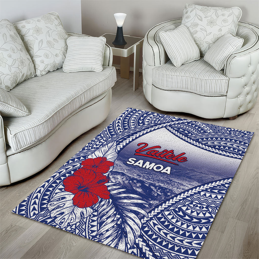 Vaitele Samoa Village Area Rug Falefa Valley Polynesian Tribal Hibiscus Floral