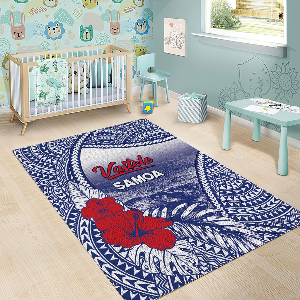 Vaitele Samoa Village Area Rug Falefa Valley Polynesian Tribal Hibiscus Floral