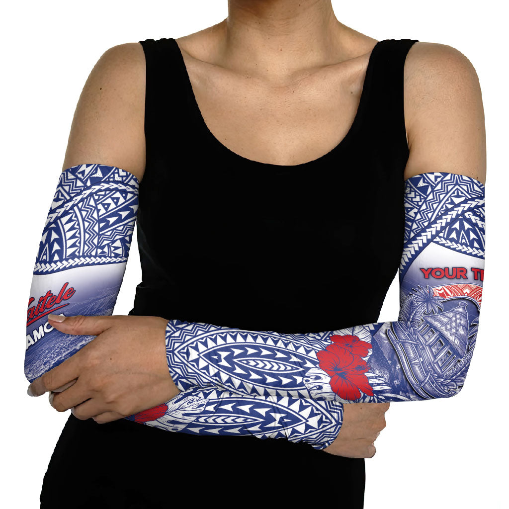 Personalised Vaitele Samoa Village Arm Sleeves Falefa Valley Polynesian Tribal Hibiscus Floral
