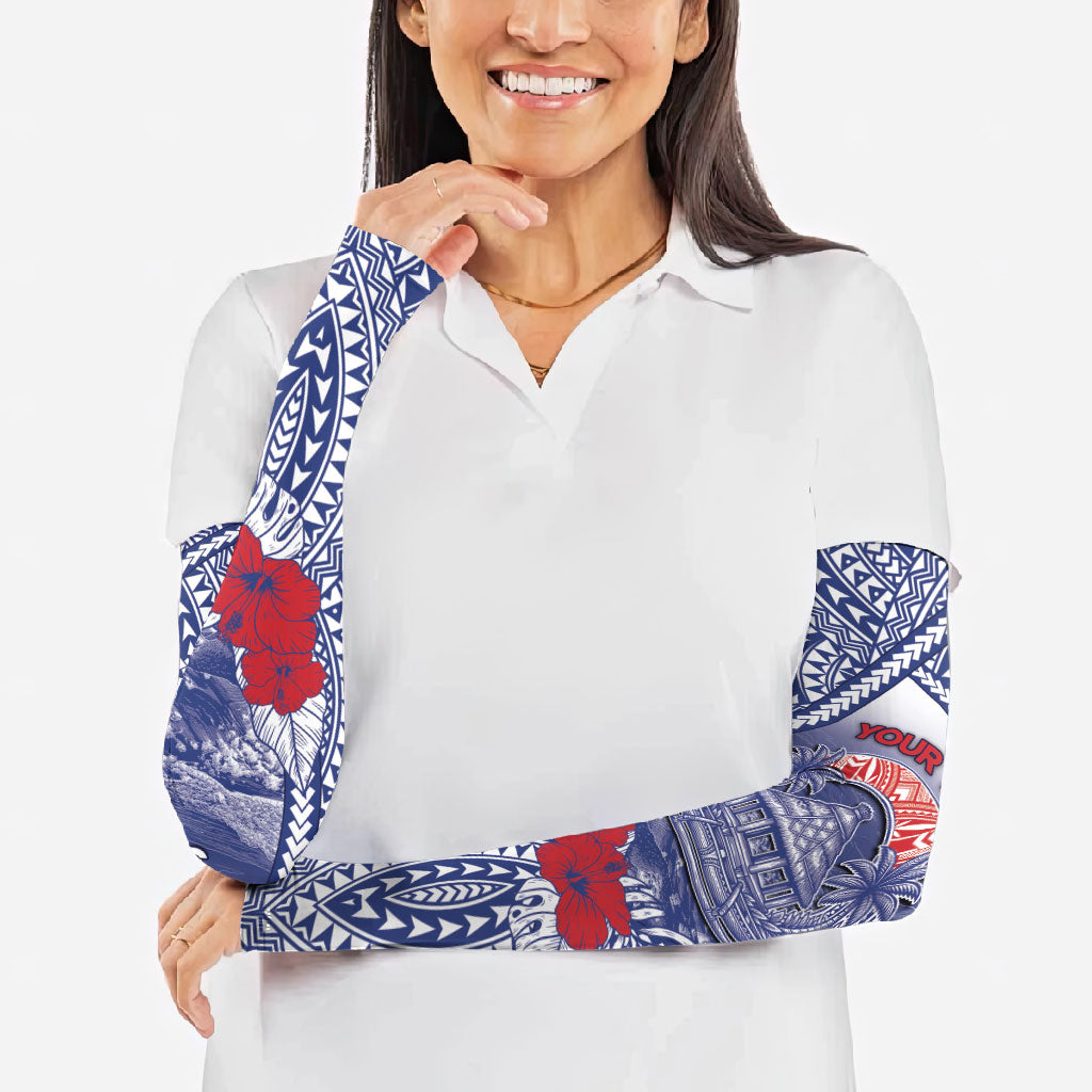 Personalised Vaitele Samoa Village Arm Sleeves Falefa Valley Polynesian Tribal Hibiscus Floral