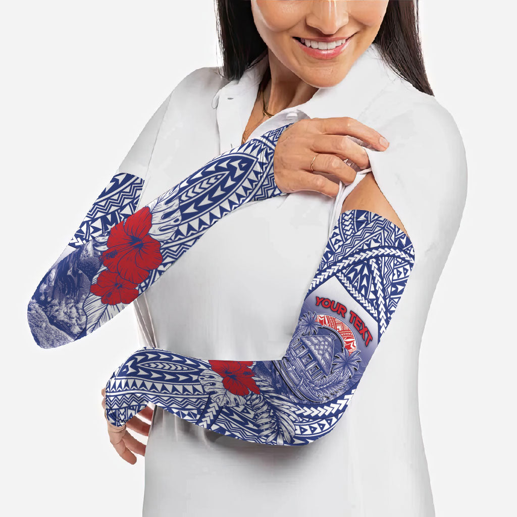 Personalised Vaitele Samoa Village Arm Sleeves Falefa Valley Polynesian Tribal Hibiscus Floral