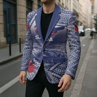 Personalised Vaitele Samoa Village Blazer Falefa Valley Polynesian Tribal Hibiscus Floral