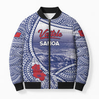 Personalised Vaitele Samoa Village Bomber Puffer Jacket Falefa Valley Polynesian Tribal Hibiscus Floral