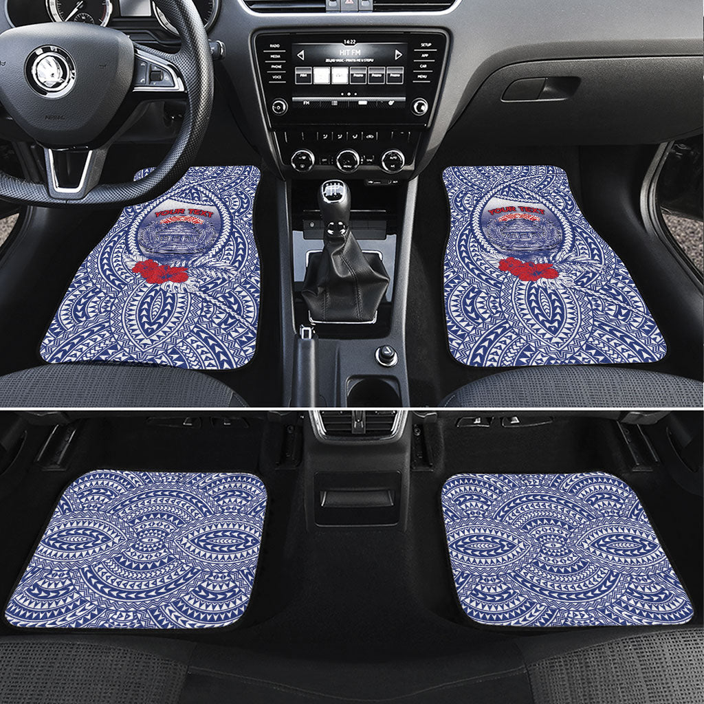 Personalised Vaitele Samoa Village Car Mats Falefa Valley Polynesian Tribal Hibiscus Floral DT05 Set 4pcs White - Polynesian Pride
